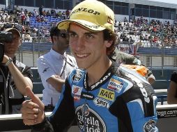 El piloto barcelonés Alex Rins (KTM) ha logrado el mejor tiempo en los entrenamientos oficiales para el Gran Premio de España de Moto3. EFE /