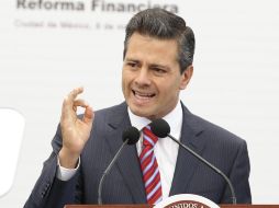 El Presidente, Enrique Peña Nieto, durante su intervención en la presentación de la reforma financiera. EFE /