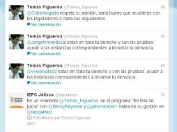 Tomás Figueroa responde a usuarios de Twitter. Imagen tomada de @Tomas_Figueroa. ESPECIAL /