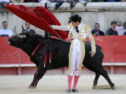 El mexicano confirma con el toro llamado Español, marcado con el número 70 y con 525 kilogramos de peso. AFP /