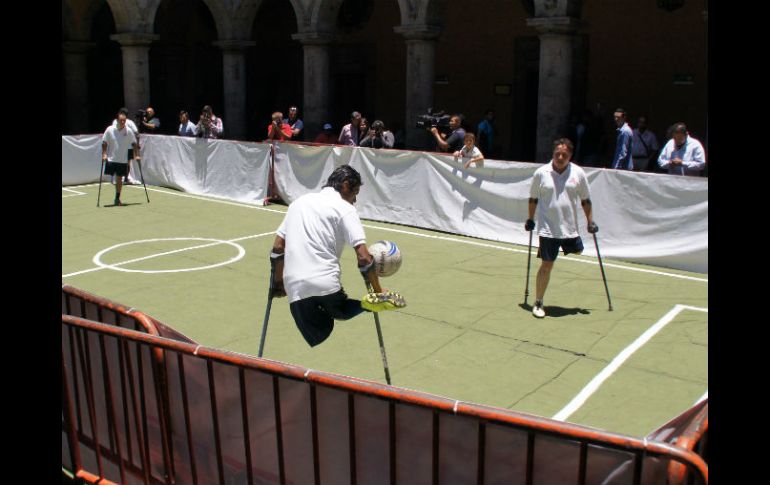 Imagen de la exhibición del deporte en el patio central del Palacio Municipal de Guadalajara.  /