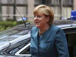 La canciller alemana, Angela Merkel, a su llegada a la cumbre de jefes de Estado y de Gobierno de la Unión Europea. EFE /