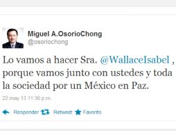 El titular de la Segob responde a la presidenta de Alto al Secuestro que la depuración ''va en serio''. TOMADA DE @osoriochong  /