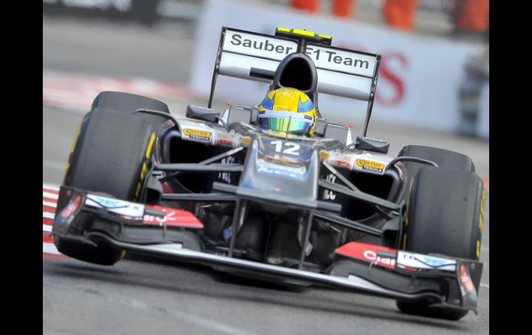 El piloto mexicano Esteban Gutiérrez, del equipo de Sauber F1, en acción en Monte Carlo. EFE /