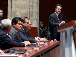 El Presidente Peña Nieto en la instalación y sesión ordinaria del Consejo Nacional de Protección Civil, en Palacio Nacional. ESPECIAL /