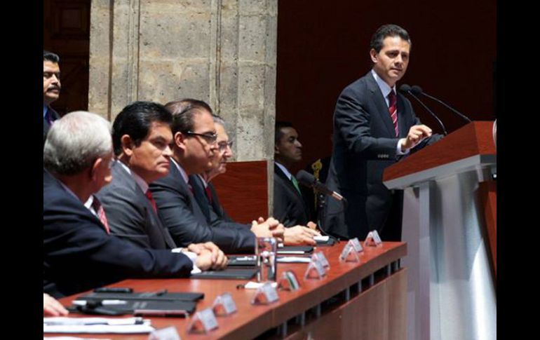 El Presidente Peña Nieto en la instalación y sesión ordinaria del Consejo Nacional de Protección Civil, en Palacio Nacional. ESPECIAL /