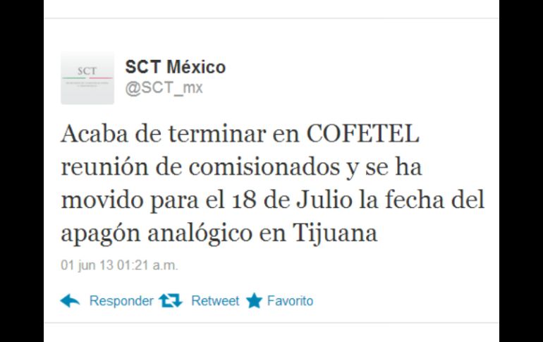 La SCT da a conocer la noticia a través de su cuenta en Twitter. TOMADA DE @SCT_mx  /