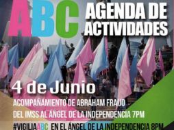 Familiares de las víctimas convocan en redes sociales a participar en la #VigiliaABC en el Ángel de la Independencia. ESPECIAL /