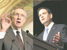 Harry Reid y Marco Rubio. Legisladores discrepan sobre la iniciativa. AP /