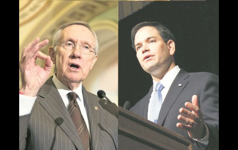 Harry Reid y Marco Rubio. Legisladores discrepan sobre la iniciativa. AP /