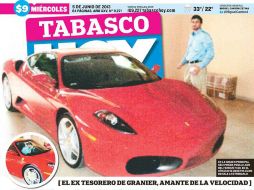 Fotografías publicadas por el diario Tabasco Hoy muestran a José Sáiz Pineda con su nuevo Ferrari F430. ARCHIVO /