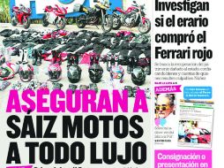 El diario ''Tabasco Hoy'' publicó que la Procuraduría estatal decomisó cuatro motocicletas al ex tesorero del Estado, José Manuel Saíz. ESPECIAL /