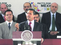 Mejores condiciones. Enrique Peña Nieto afirmó que con la reforma ''todos los mexicanos ganan''. NTX /