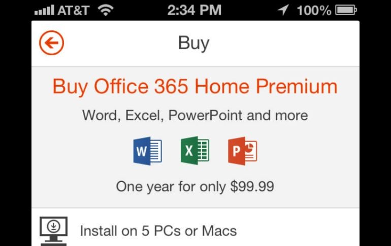 La aplicación para iPhone sólo se puede utilizar con suscripciones al Office 365  Home Premium o al Office 365 ProPlus. AP /