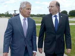 Hagel y Yaalon trataron el conflicto civil sirio, que va ya por su segundo año, y subrayaron la ''complejidad'' de la situación. EFE /