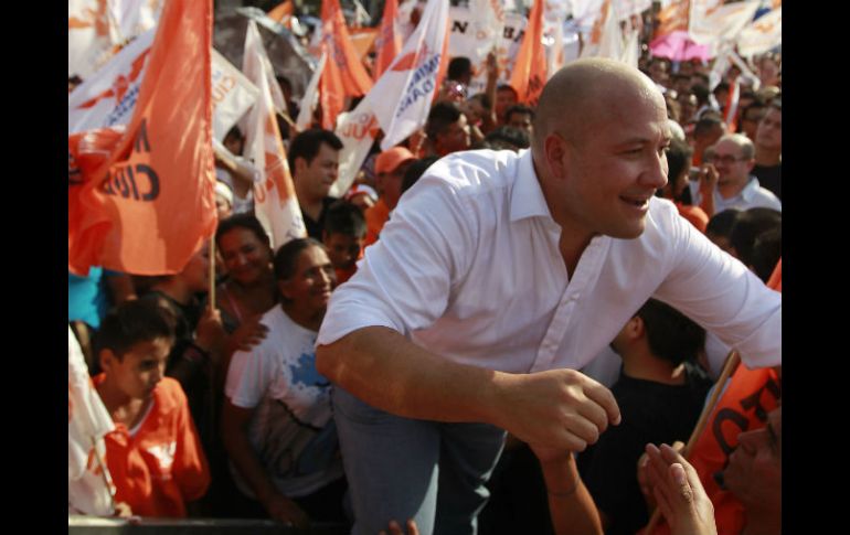 Enrique Alfaro estuvo en la toma de protesta de las primeras 59 dirigencias municipales de MC en Jalisco. EL INFORMADOR /