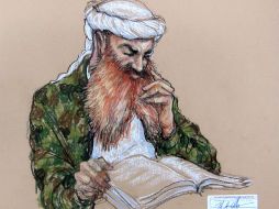 Dibujo de Khaled Cheikh Mohammed durante la audiencia premilinar de su juicio por los ataques terroristas del 11-S. AP /