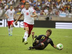 Andrés Guardado vio mejoras en el equipo mexicano durante la Confederaciones. EFE /