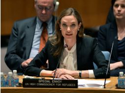 Angelina Jolie se presentó ante el Consejo de Seguridad de la ONU, después de visitar varios campos de refugiados de Siria. AFP /