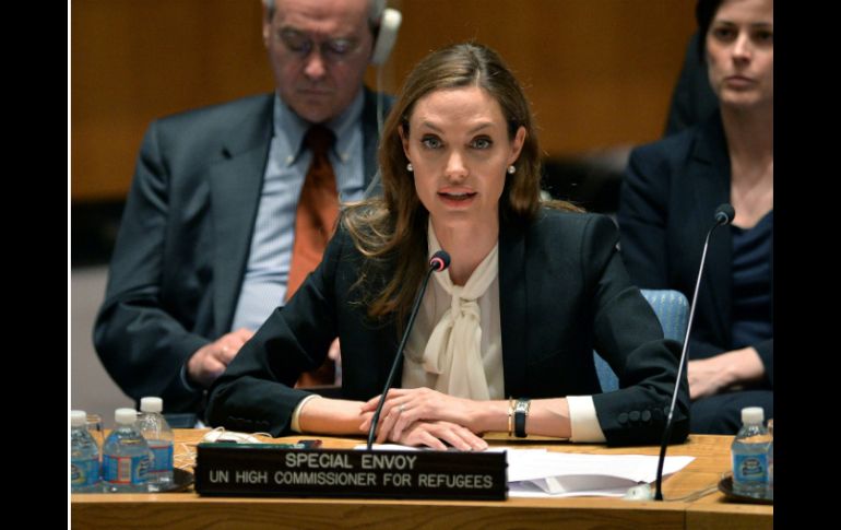 Angelina Jolie se presentó ante el Consejo de Seguridad de la ONU, después de visitar varios campos de refugiados de Siria. AFP /