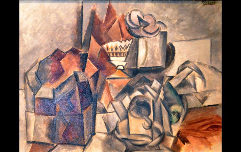 La pintura ''Compotier et tasse'', de 1909, forma parte de los primeros años de la etapa cubista. ESPECIAL /