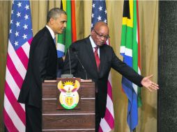 El presidente estadounidense Barack Obama y su par sudafricano Jacob Zuma, tras la conferencia de prensa conjunta. AP /