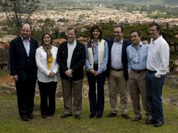 Los ministros de la Alianza luego de dar una conferencia por los avances de la reunión. EFE /