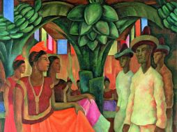 La obra del pintor mexicano Diego Rivera ''Baile en Tehuantepec'' expuesta por la Royal Academy of Arts. EFE /