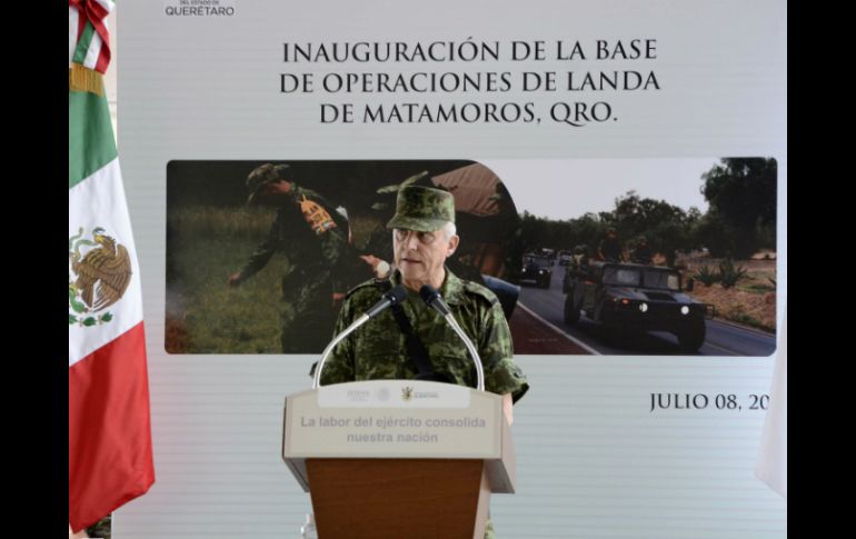 Salvador Cienfuegos inaugura la Base de Operaciones en el Municipio de Landa de Matamoros. NTX /