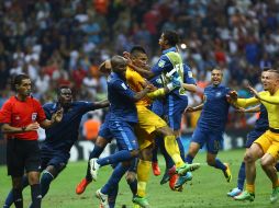 Los jugadores franceses celebran la obtención del título Sub-20 en Turquía. AFP /