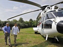 Peña y el mandatario de Guatemala viajaron por helicóptero a Guerrero. AFP /