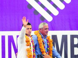 En el relanzamiento de la Cruzada contra el Hambre lo acompañó el presidente de Guatemala, Otto Pérez Molina. AFP /