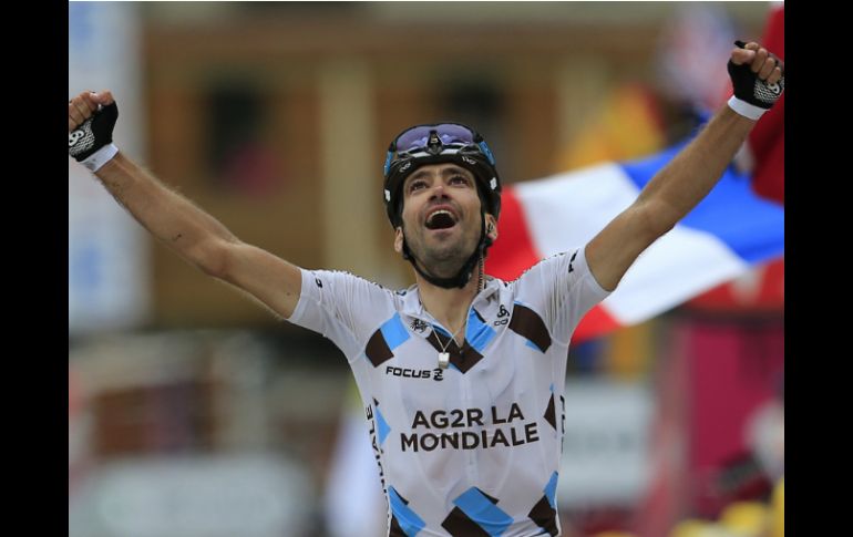 El atleta del equipo AG2R se impone y celebra. AP /