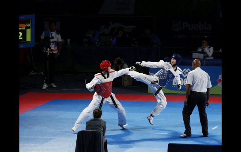 Foto de acción del día en el Mundial de Taekwondo en Puebla. EFE /