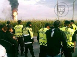 El incendio ya fue sofocado. En la imagen elementos de seguridad del Estado de México. ESPECIAL /