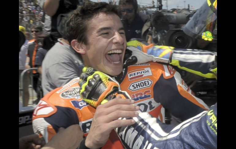 Márquez protagoniza un nuevo récord al vencer como debutante en un circuito tan complicado como el de Laguna Seca. EFE /