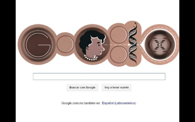 Rosalind Franklin nos muestra el ADN de una mujer dedicada a la investigación y la ciencia en el doodle de hoy. ESPECIAL /