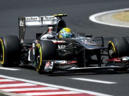 El piloto mexicano de Fórmula Uno, Esteban Gutiérrez del equipo Sauber F1 Team, en el circuito de Mogyorod. EFE /