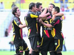 Festejo felino. Leones no había anotado. En la fecha uno igualó 0-0 con Tecos. MEXSPORT /