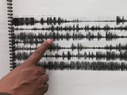 El director del Cenapred muestra la gráfica del tremor armónico de baja amplitud durante una hora en la zona del coloso. AP /