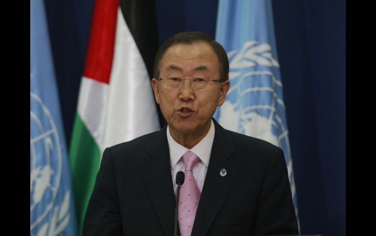 El secretario general de la ONU, Ban Ki-moon, llegó a Ramala para respaldar el diálogo de paz. AP /