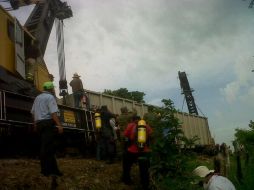 A cuatro días del accidente continúan las labores de rescate del ferrocarril. TOMADA DE @ProcivilTabasco  /