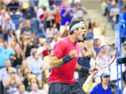 Explosión. El sexto preclasificado del certamen, Del Potro, grita y celebra su triunfo, por parciales de 6-3, 6-7, 6-4 y 7-6. EFE /