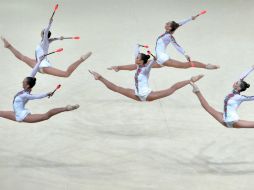 Gimnastas ucranianas en el Campeonato Mundial de gimnasia rítmica AFP /