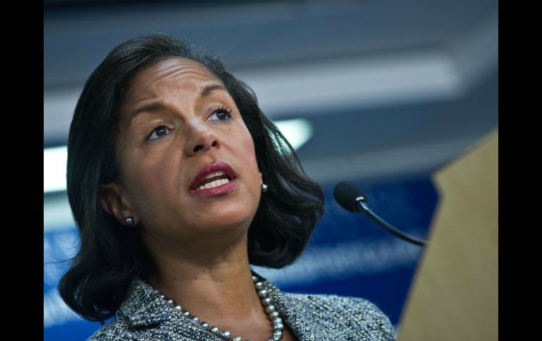 Susan Rice ofrece un discurso como parte de la campaña de convencimiento de Obama para que aprobar el ataque militar contra Siria. AFP /