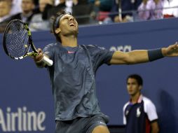 Rafael Nadal en su reacción inicial tras su triunfo en el US Open. AP /