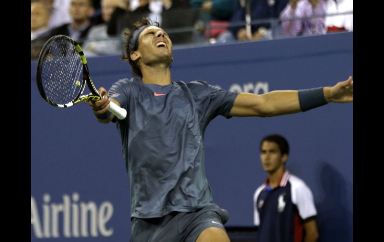 Rafael Nadal en su reacción inicial tras su triunfo en el US Open. AP /