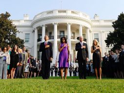 Barack Obama, su esposa Michelle, el vicepresidente Joe Biden y su esposa Jill, durante la ceremonia. AFP /