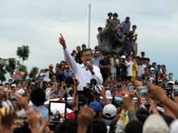 El líder de la oposición, San Rainsy, dijo que las marchas continuarán hasta que se esclarezcan los comicios.  /