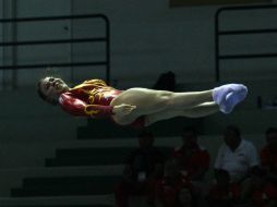 La tapatía Carolina Navarro durante su participación en la Copa del Mundo de gimnasia de trampolín. Tomada de conade.gob.mx ESPECIAL /